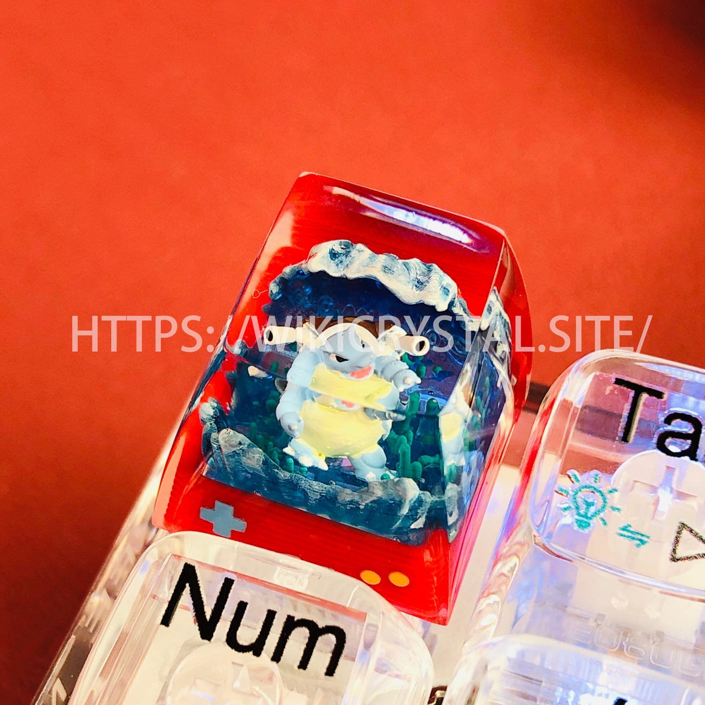 Tecla personalizada de 1U de Pokémon Blastoise, tecla de Pokémon, tecla licuada, tecla de artesano, tecla de anime cherry MX, tecla roja