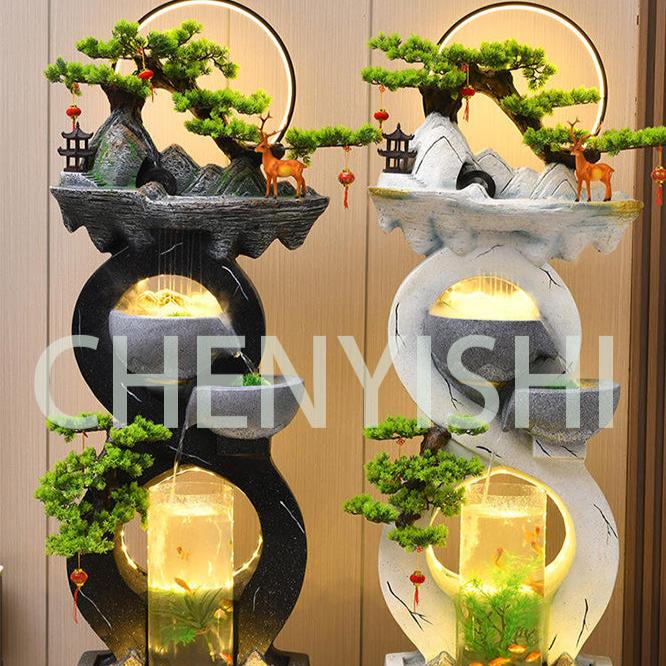 CHENYISHI Running Water Ornaments Circulating Water Fountain Modern Light Luxury Home Living Room Lucky Fish Tank Floor Lobby Decoration