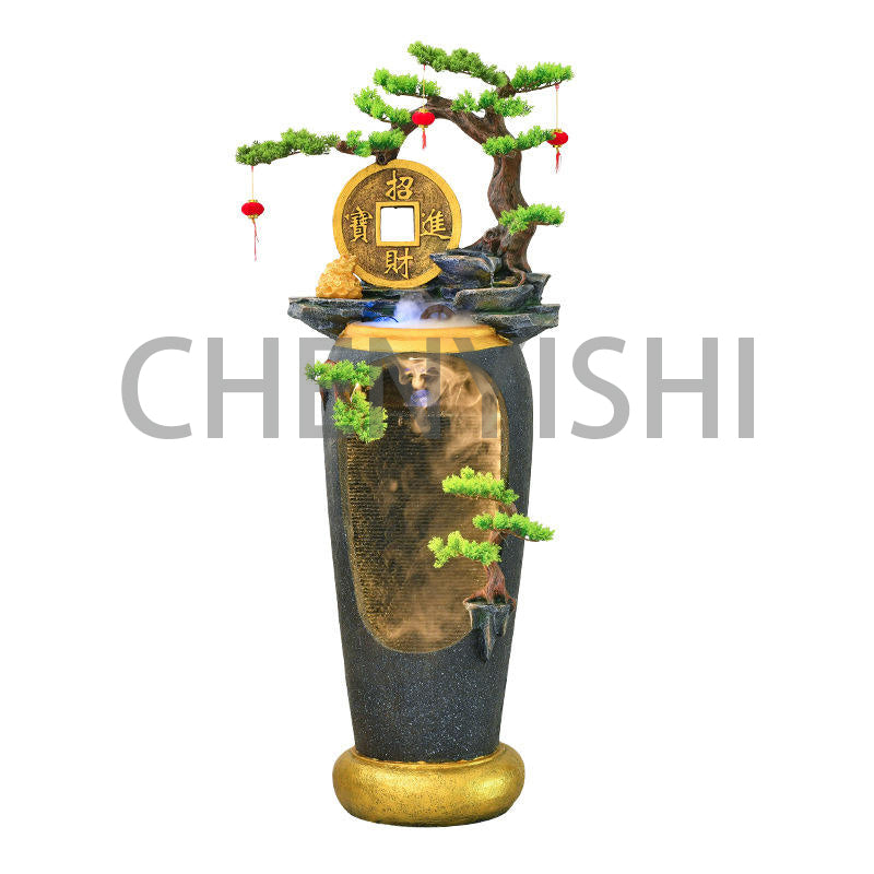 CHENYISHI Chinese-style Flowing LED Water Fountain Home Landscaping Living Room Balcony Garden Entrance Tea Room Floor-standing Ornaments