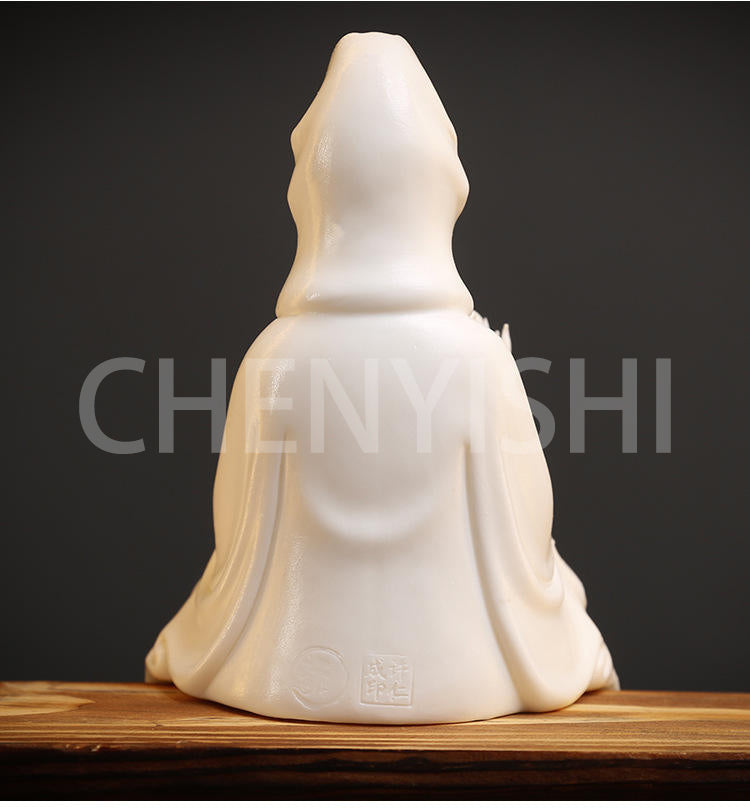 CHENYISHI - Estatua de Buda Guanyin de porcelana blanca creativa, decoración para salón de té zen, quemador de incienso con reflujo para horno de aromaterapia 