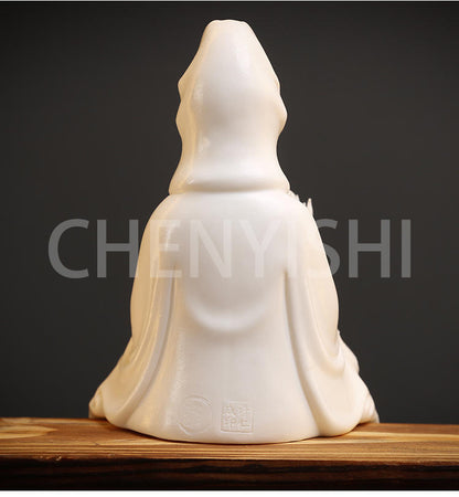 CHENYISHI - Estatua de Buda Guanyin de porcelana blanca creativa, decoración para salón de té zen, quemador de incienso con reflujo para horno de aromaterapia 