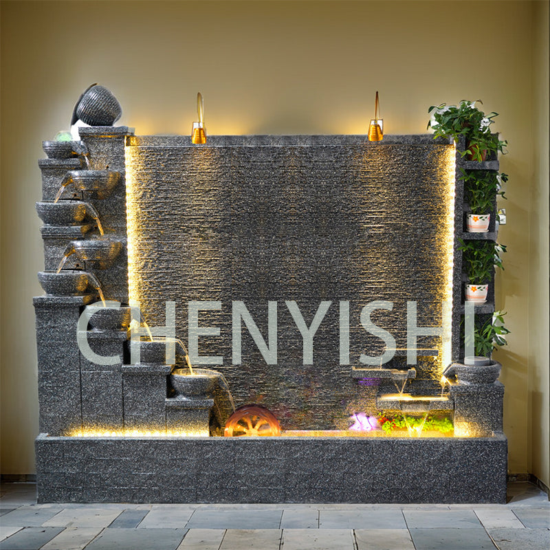 CHENYISHI Fuente de agua para exteriores de 2 metros, decoración de jardín, villa, fuente grande, cascada, fuentes de hormigón, flujos de agua zen 