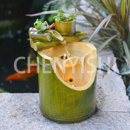 CHENYISHI Creative Bamboo Tube Circulating Water Ornaments Attract Wealth Feng Shui Fountain Landscape Living Room Office Fountains