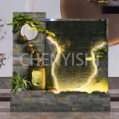 CHENYISHI Gran muro cortina de agua con rocalla que fluye 