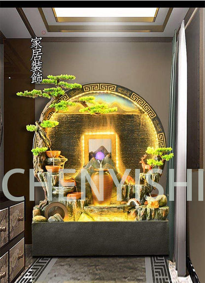 CHENYISHI Feng Shui Simple Zen Round Water Curtain Wall Rockery Fountain Ornaments Company Entrance Water Screen Floor decoration