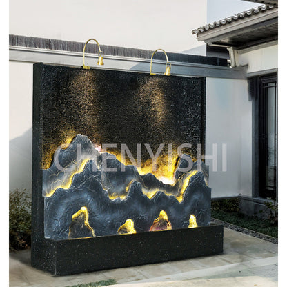 CHNEYISHI Gran fuente de agua corriente con forma de rocalla Muro cortina de agua Mampara divisoria Patio Estanque de peces Hotel Adorno para hacer fortuna 