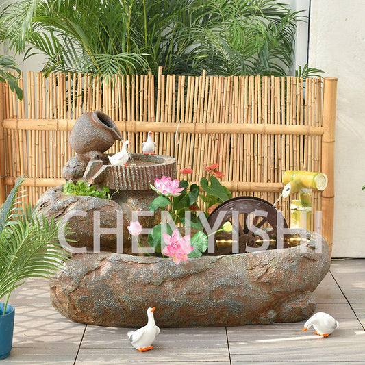 CHENYISHI Pastoral Flowing Water Ornaments Circulating Water Courtyard Balcony Clubhouse Decorations Rockery Water Fountain Landscape