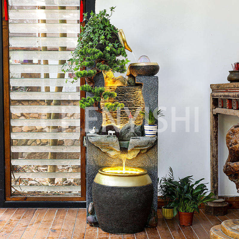 CHENYISHI Hermosos adornos de agua que fluyen Cascadas Fuente de interior Paisaje Pecera creativa Fuente de agua para inauguración de la casa 