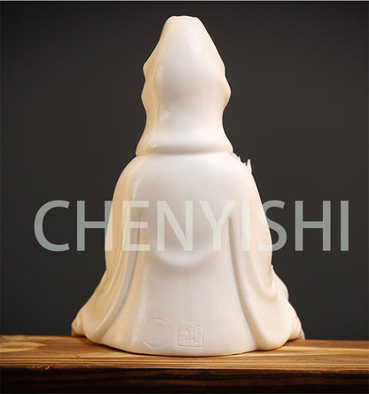 CHENYISHI - Estatua de Buda Guanyin de porcelana blanca creativa, decoración para salón de té zen, quemador de incienso con reflujo para horno de aromaterapia 