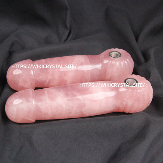 Tubo para pene de cristal de cuarzo rosa