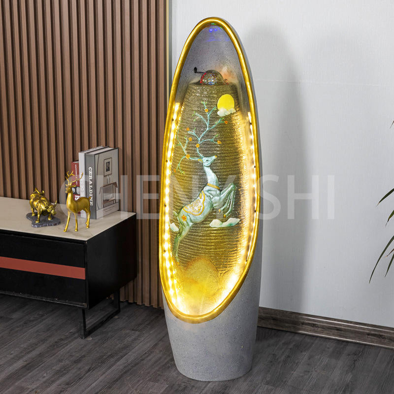 CHENYISHI Fuente de agua corriente LED para sala de estar, oficina, adornos que mejoran la fortuna, decoración del hogar Feng Shui, bola de cristal, decoración de piso 