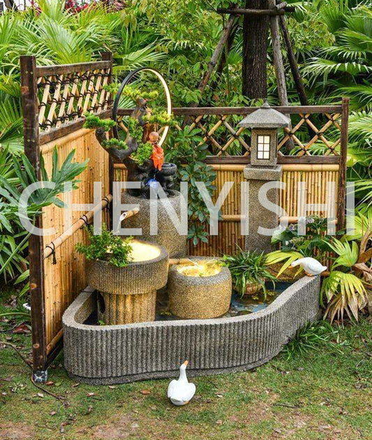 CHENYISHI Feng Shui Wheel Courtyard Rockery Flowing Water Landscape Fountain Ornaments Balcony Fish Pond Landscaping Zen Garden