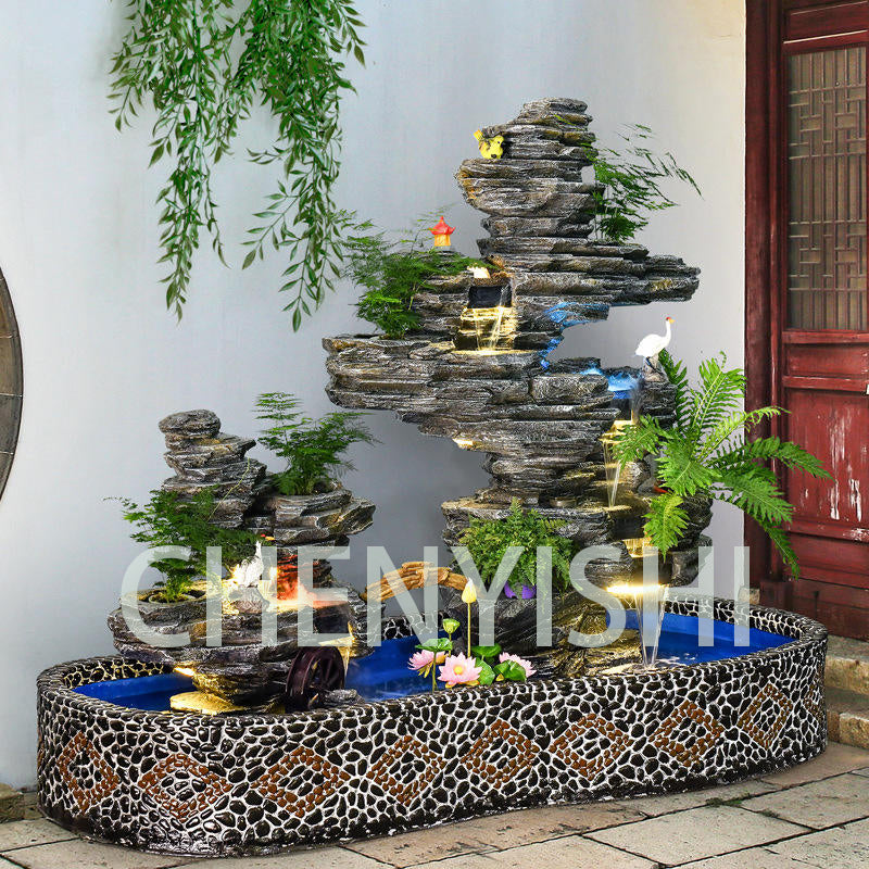 CHENYISHI Large Rockery Water Fountain Courtyard Fish Pond Fish Tank Villa Landscaping Landscape Ornaments Home Furnishings