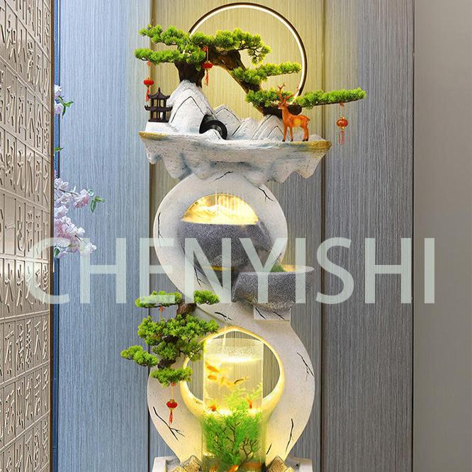 CHENYISHI Running Water Ornaments Circulating Water Fountain Modern Light Luxury Home Living Room Lucky Fish Tank Floor Lobby Decoration