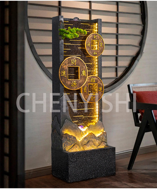 CHENYISHI Chinese-style Flowing Water Fountain Attracts Wealth And Treasures Water Curtain Wall Office Zen Water Fountain For Home Decor