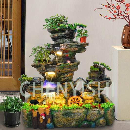 CHENYISHI Rockery Flowing Water Fountain Fish Pond Landscaping Ornaments Indoor Living Room Balcony Lucky Flow Circulation Water Fountain