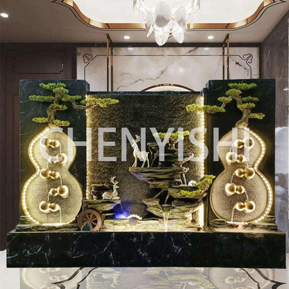 CHENYISHI 5.5ft Chinese Water Curtain Wall Flowing Water Screen Entrance Hall Decoration Office Company Lobby Waterfalls