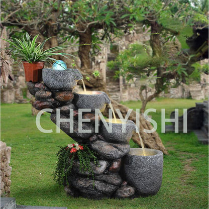 CHENYISHI Tanque de agua Rocalla Fuente de agua corriente Estanque de peces pequeño Balcón Diseño de jardín al aire libre Patio de la fortuna Circulación 