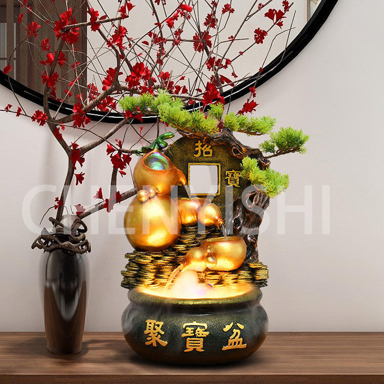 CHENYISHI Chinese Cornucopia Lucky Flowing Water Wealth-generating Ornaments Fountain Living Room Desktop Decorations Home Decor