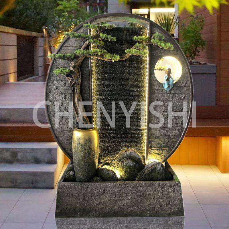 CHENYISHI Fuente de agua grande Zen para piscina, jardín, paisaje acuático, B&amp;B, paisajismo, balcón, estanque de peces, rocalla, adornos de agua que fluyen de doble cara 