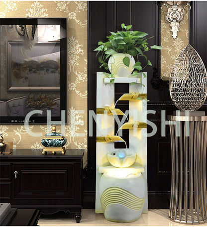 CHENYISHI European Rockery Fountain Flowing Water Resin Floor-standing Lucky Ornaments Living Room Entrance Water Feature Office Interior