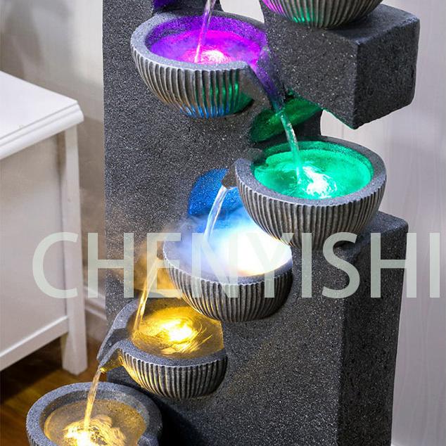 CHENYISHI Fuente de agua corriente de estilo Feng Shui de moda Humidificador creativo generador de riqueza Entrada de la sala de estar Decoración del hogar 