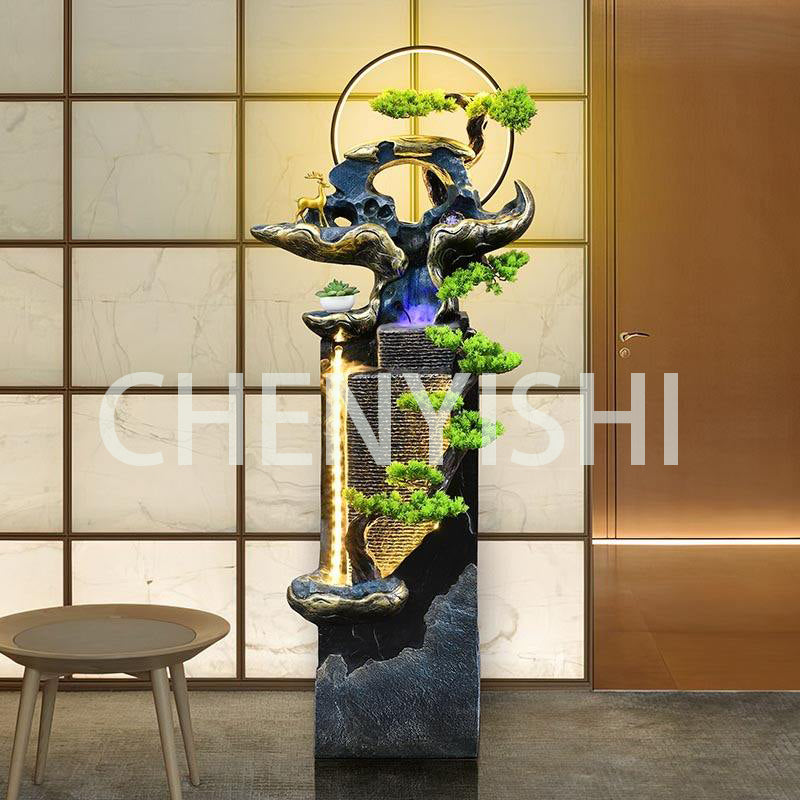 CHENYISHI Nuevo vestíbulo de hotel de estilo chino, adornos que mejoran la fortuna, gran muro cortina de agua, fuente de agua corriente, decoración de entrada 