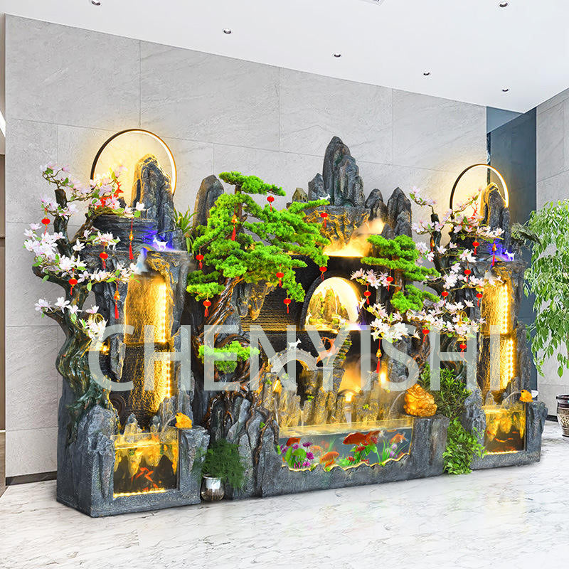 CHENYISHI Rockery Flowing Water Fountain Living Room Entrance Water Feature Fish Pond Tank Floor Standing Zen Garden Fountain