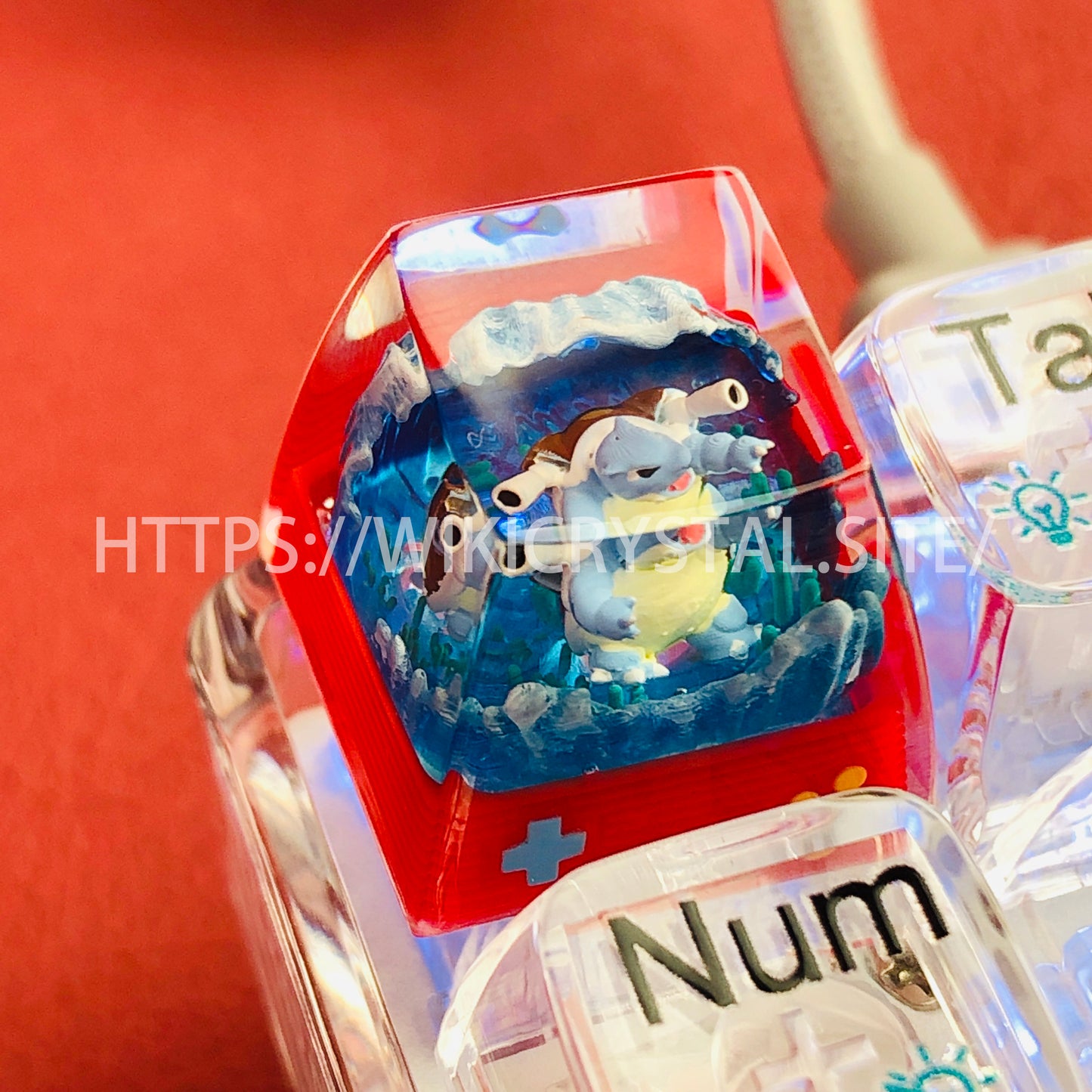 Tecla personalizada de 1U de Pokémon Blastoise, tecla de Pokémon, tecla licuada, tecla de artesano, tecla de anime cherry MX, tecla roja