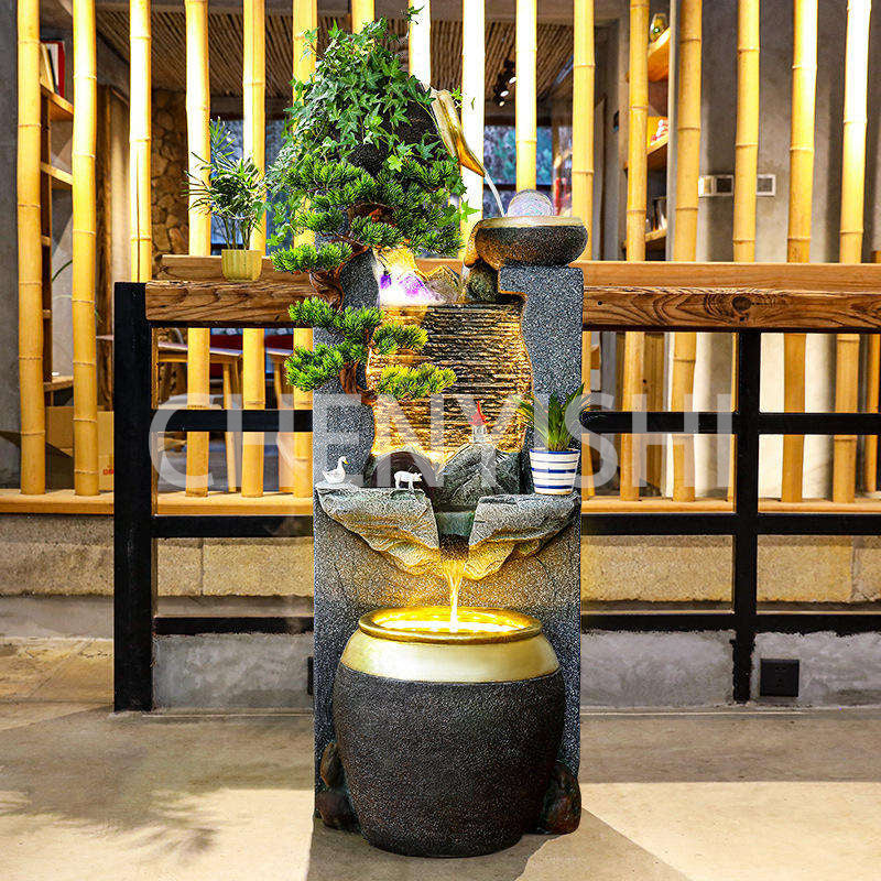 CHENYISHI Hermosos adornos de agua que fluyen Cascadas Fuente de interior Paisaje Pecera creativa Fuente de agua para inauguración de la casa 