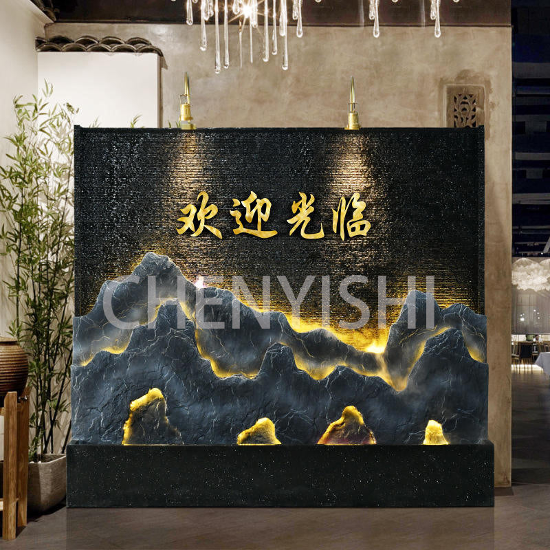 CHNEYISHI Gran fuente de agua corriente con forma de rocalla Muro cortina de agua Mampara divisoria Patio Estanque de peces Hotel Adorno para hacer fortuna 