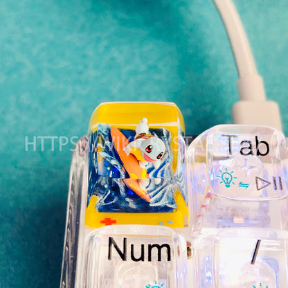 Tecla personalizada de 1U de Pokémon Squirtle Tecla de Pokémon Liquidate Tecla Artisan Tecla de Anime Cherry MX, Tecla amarilla