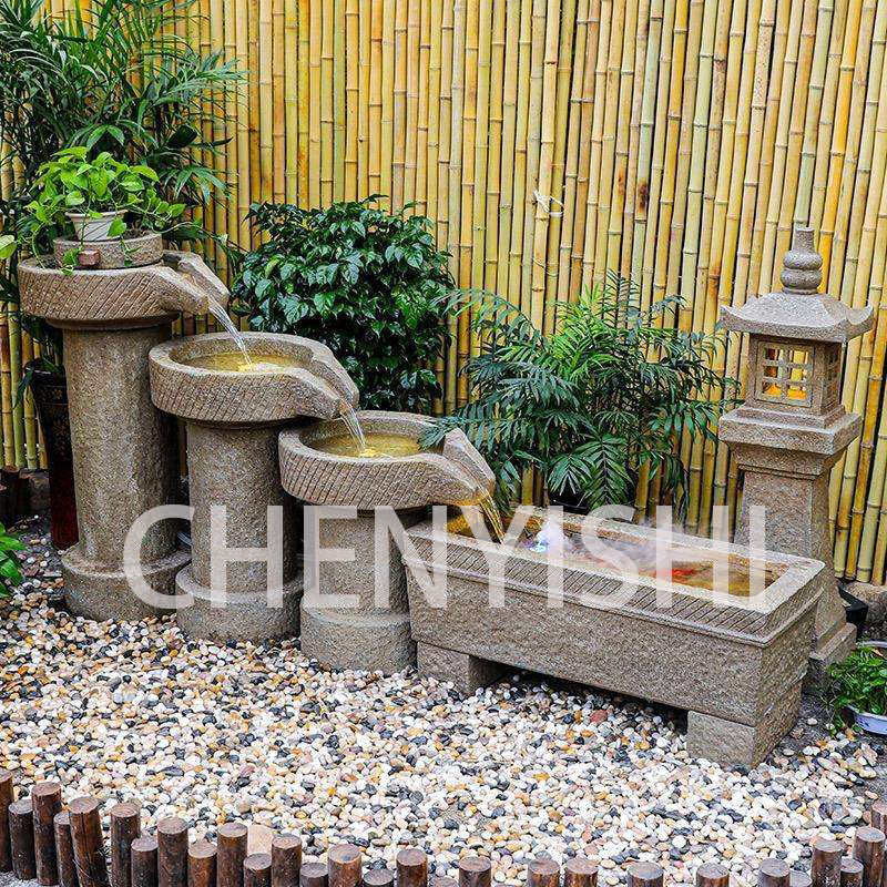 CHENYISHI Patio Molino de piedra Fuente de agua alpina Adornos Techo Balcón Decoración de jardín Estanque de peces Decoración de paisaje de rocalla 