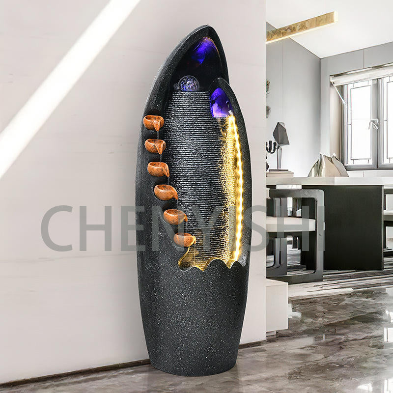 CHENYISHI Creative Circulating Water Ornaments Living Room Store Fortune Feng Shui Ball Transfer Ball Fountain Rockery LED Water Feature