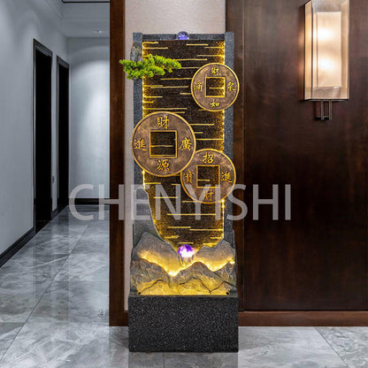 CHENYISHI Chinese-style Flowing Water Fountain Attracts Wealth And Treasures Water Curtain Wall Office Zen Water Fountain For Home Decor