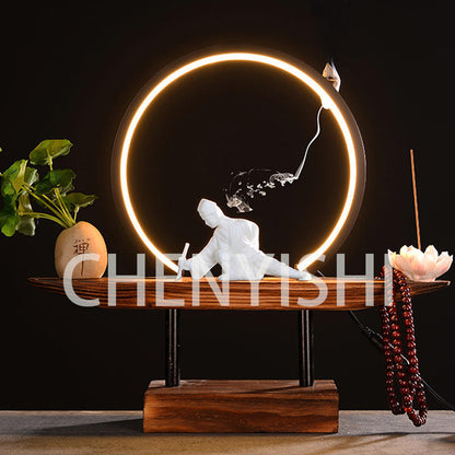 CHENYISHI Chinese Style Ornaments Large Ornaments For Living Room Creative Zen LED Lamp Circle Backflow Incense Burner