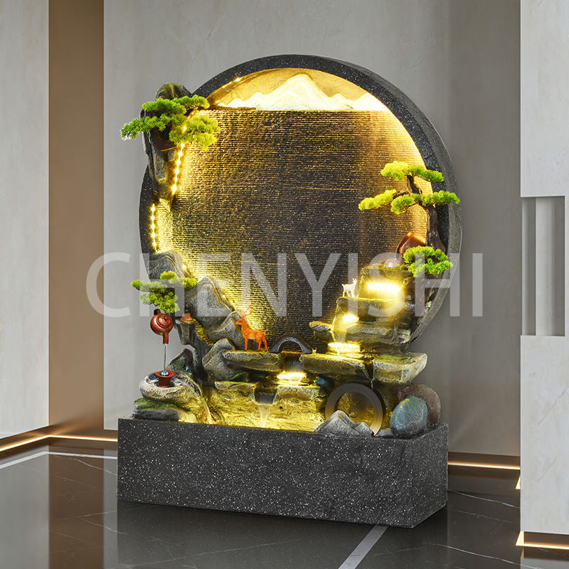 CHENYISHI Fuente de agua de cemento para interiores y exteriores con forma de sapo dorado pacífico, decoración del hogar, regalo de inauguración de la casa con Feng Shui 