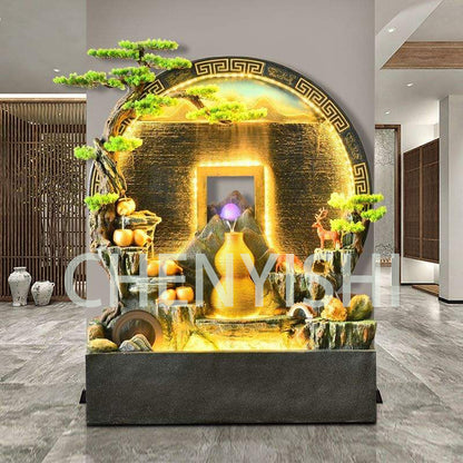 زخارف جدارية مائية دائرية بسيطة من CHENYISHI Feng Shui Zen لتزيين مدخل الشركة وشاشة المياه وديكور الأرضية 