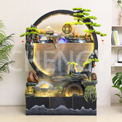 Rockery flowing water circular water curtain wall