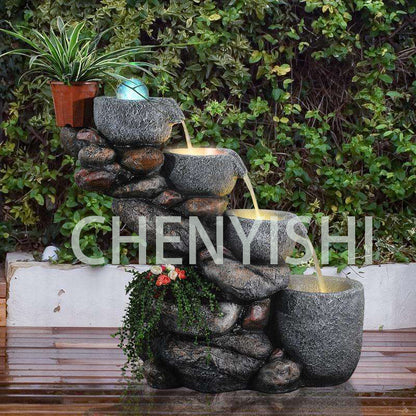 CHENYISHI Tanque de agua Rocalla Fuente de agua corriente Estanque de peces pequeño Balcón Diseño de jardín al aire libre Patio de la fortuna Circulación 