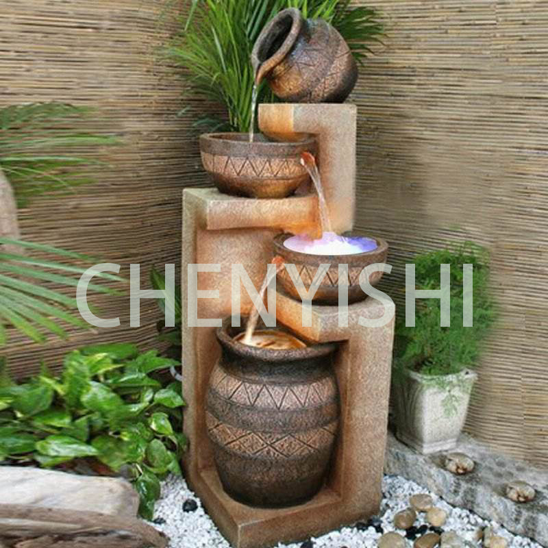 CHENYISHI Fuente de agua creativa europea para sala de estar, artesanías, decoraciones para el hogar, rueda de la fortuna Feng Shui, humidificador, adornos de resina 