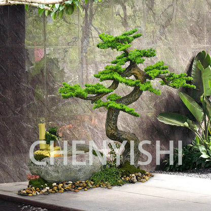 CHENYISHI Jardín zen japonés Diseño paisajístico de patio pastoral Jardín de la casa Balcón Terraza Fuente de agua 