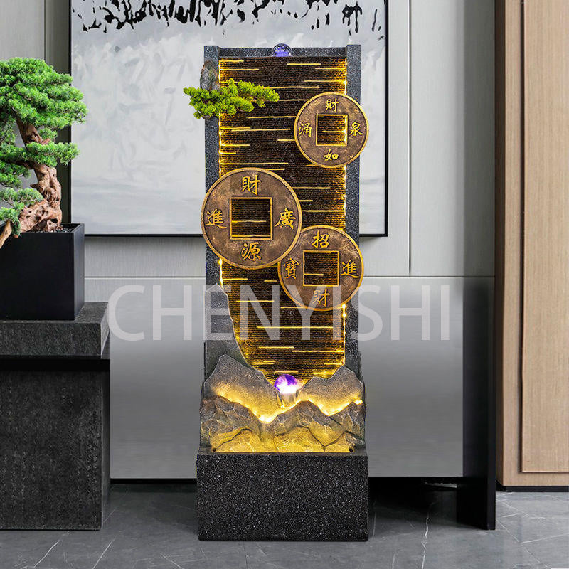 CHENYISHI Chinese-style Flowing Water Fountain Attracts Wealth And Treasures Water Curtain Wall Office Zen Water Fountain For Home Decor