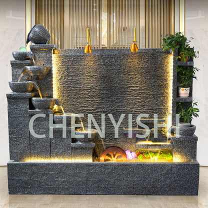 CHENYISHI Fuente de agua para exteriores de 2 metros, decoración de jardín, villa, fuente grande, cascada, fuentes de hormigón, flujos de agua zen 