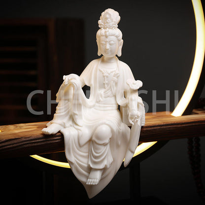 CHENYISHI - Estatua de Buda Guanyin de porcelana blanca creativa, decoración para salón de té zen, quemador de incienso con reflujo para horno de aromaterapia 