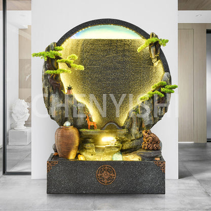 CHENYISHI Fuente de agua de cemento para interiores y exteriores con forma de sapo dorado pacífico, decoración del hogar, regalo de inauguración de la casa con Feng Shui 