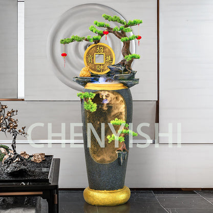 CHENYISHI Fuente de agua LED de estilo chino que fluye Paisajismo del hogar Sala de estar Balcón Entrada al jardín Sala de té Adornos de piso 