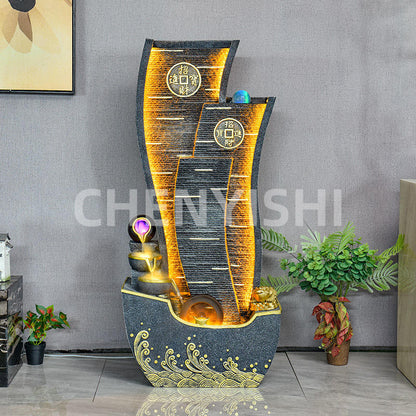 CHENYISHI Adornos de la fortuna con agua corriente Fuente circulante Rueda de Feng Shui Muebles para sala de estar Balcón Fuente interior 