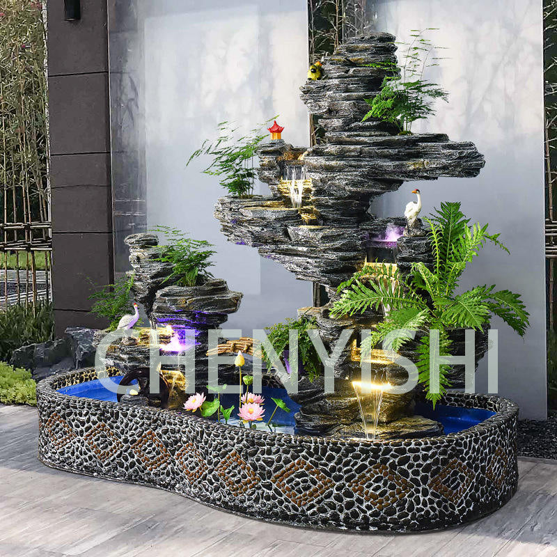 CHENYISHI Large Rockery Water Fountain Courtyard Fish Pond Fish Tank Villa Landscaping Landscape Ornaments Home Furnishings