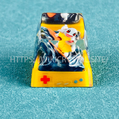 Tecla personalizada de 1U de Pokémon Squirtle Tecla de Pokémon Liquidate Tecla Artisan Tecla de Anime Cherry MX, Tecla amarilla